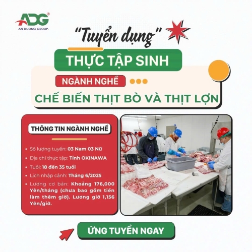 ĐƠN HÀNG XUẤT KHẨU LAO ĐỘNG NHẬT BẢN CHẾ BIẾN THỊT BÒ & THỊT LỢN - TỈNH OKINAWA