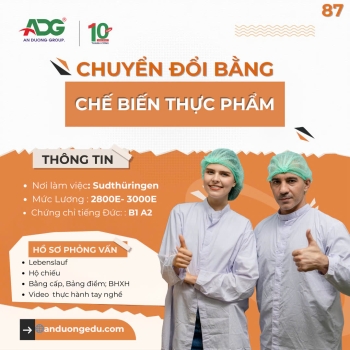 ĐƠN HÀNG XUẤT KHẨU LAO ĐỘNG CHẾ BIẾN THỰC PHẨM LÀM VIỆC  TRONG NHÀ MÁY CHẾ BIẾN THỰC PHẨM TẠI BANG  THÜRINGEN  CHLB ĐỨC 